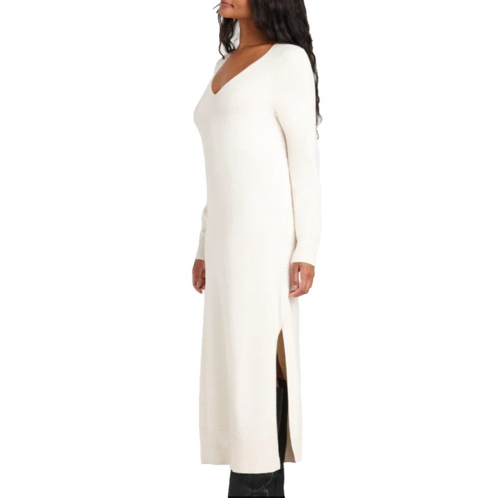 Splendid x @Cellajane Women's Maxi Dress Medium Cream Oversized Sweater Knit